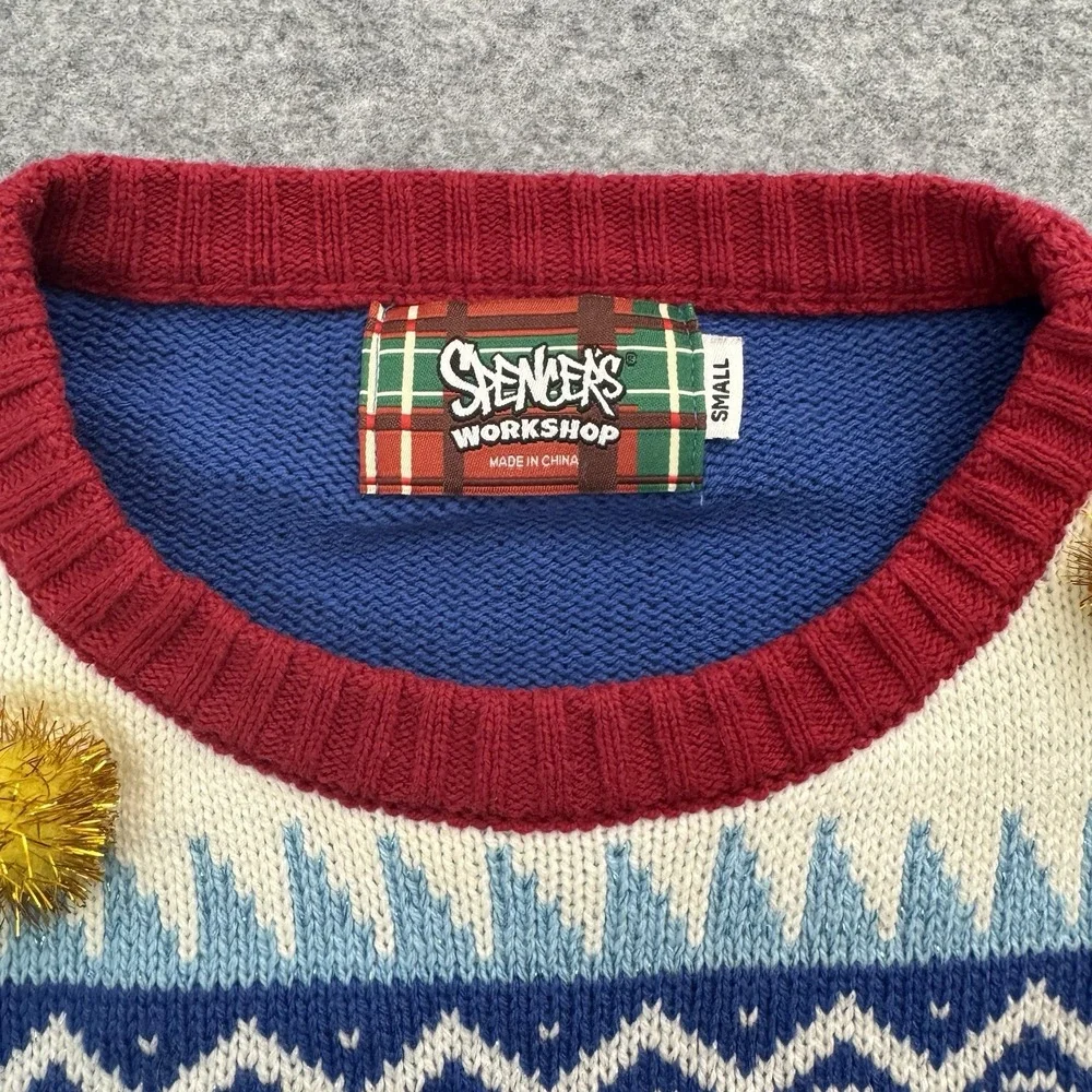 Spencer's Ugly Christmas Sweater Santa And Reindeer 3D Size Small